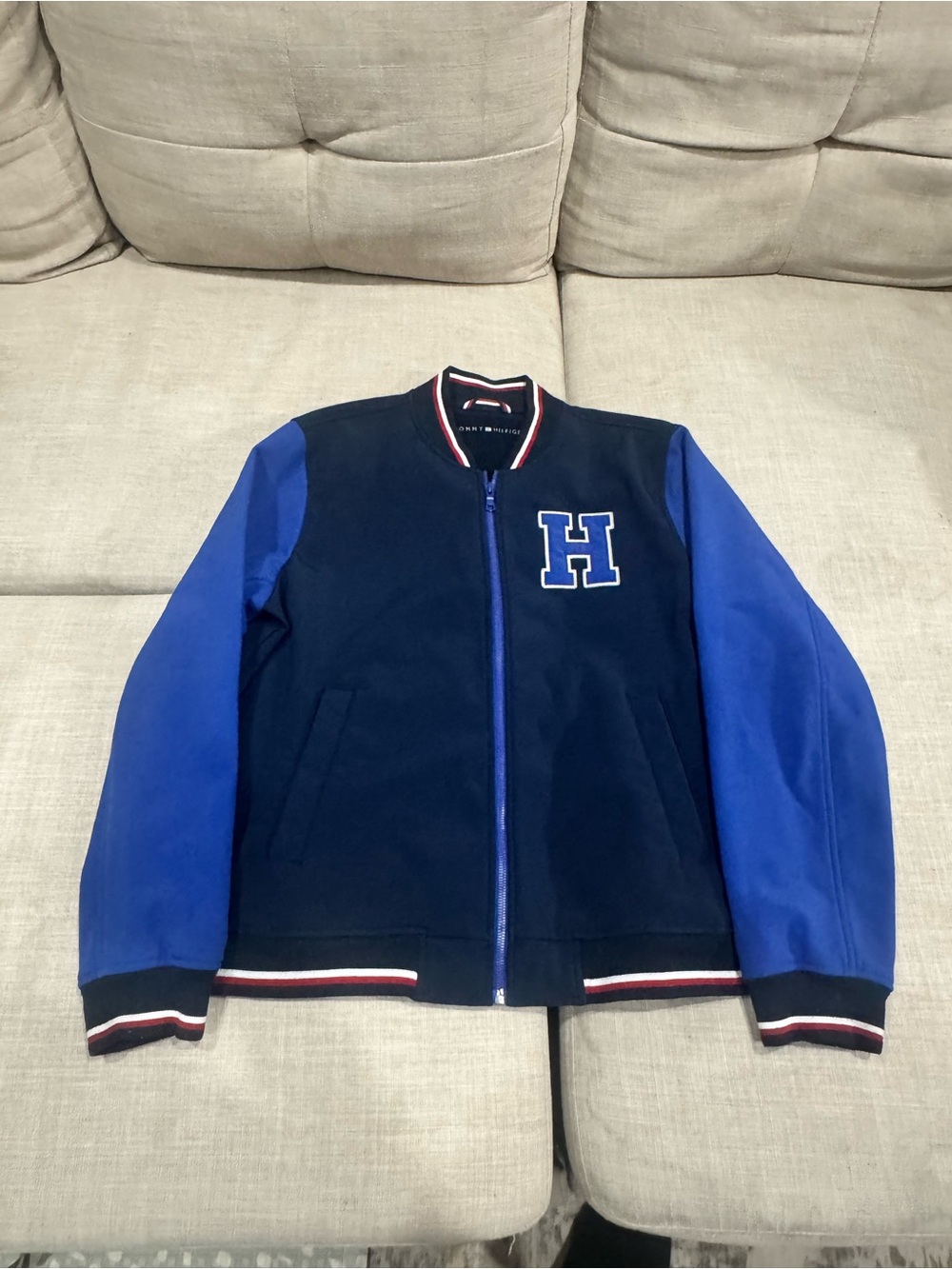 Tommy Hilfiger Navy and Royal Blue Varsity Bomber Jacket